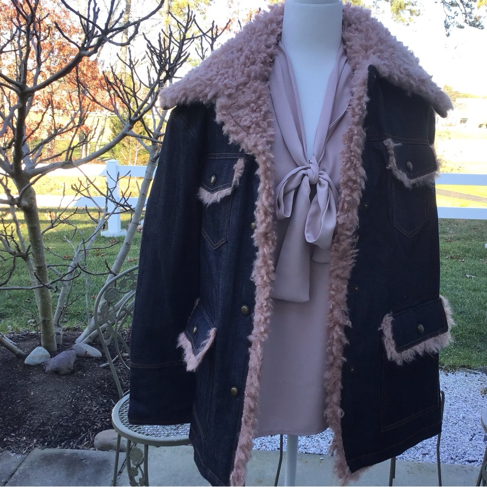 Shearling Denim jacket, BNWT, AVEC LES FILLES jacket, Size M, - Picture 6 of 9